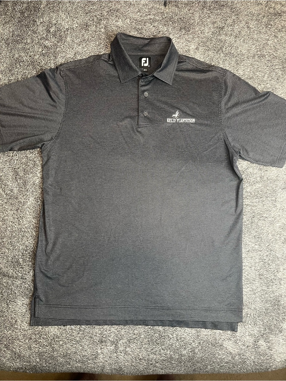 FootJoy ProDry Golf Polo Shirt Mens L Gray Houndstooth Kelly Plantation